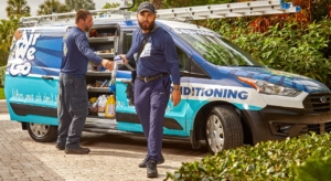AC service Palm Beach County FL technician servicing residential AC system
